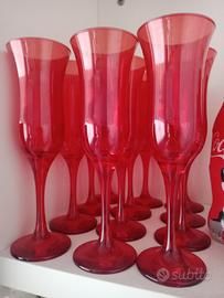12 calici vetro rosso 
