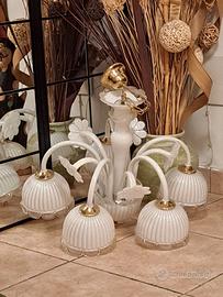 Lampadario in vetro di Murano bianco