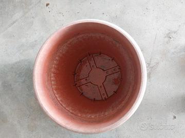3 vasi fiori plastica con 2 sottovasi