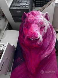 Leone decorativo da parete fucsia