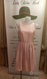 VESTITO ELEGANTE SETA ROSA smanicato vintage