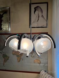 Lampada a sospensione Mazzega anni'70 acciaio