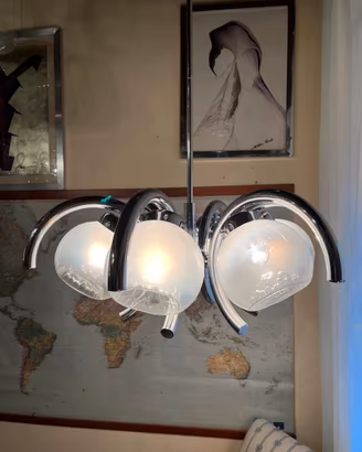 Lampada a sospensione Mazzega anni'70 acciaio