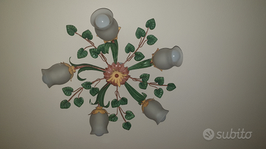 Applique da soffitto in ferro dipinta a mano