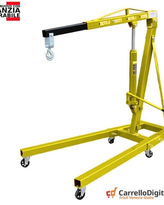 Gru idraulica Pieghevole 2T da officina. Giallo