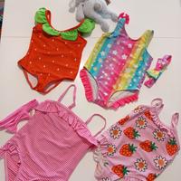 Lotto 4 costumi mare bimba 18/24 mesi