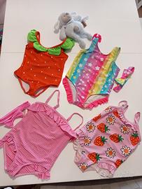 Lotto 4 costumi mare bimba 18/24 mesi