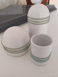tris/set in ceramica bianca, nuovi