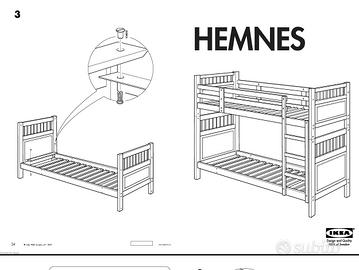 letto a castello ikea hemnes  e due cassetti sotto