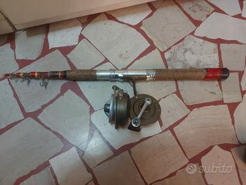 Canna da spinning e mulinello d'epoca