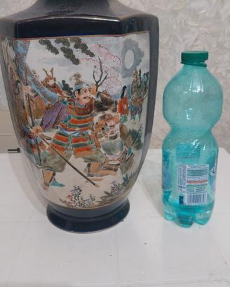 Vaso vintage stile Satsuma blu cobalto 