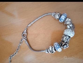 Braccialetto donna argentato con charms