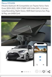 Fitcamx Dashcam 4K Compatibile con Toyota Yaris 