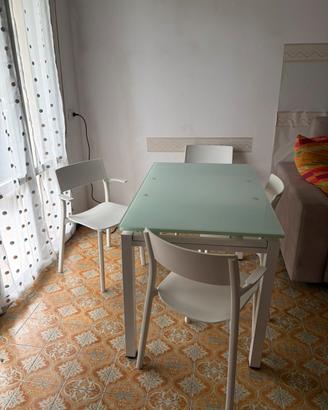 Tavolo in vetro allungabile 110x70 bianco