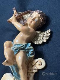 Acquasantiera con putto suonatore vintage