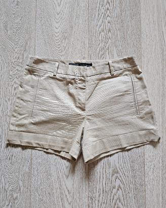 shorts Zara in tessuto di cotone beige