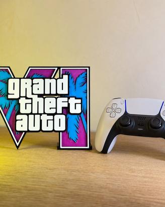 Logo GTA 6 Vice City 3D – Decorazione Gaming Setup
