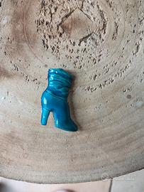 Spilla vintage stivaletto azzurro