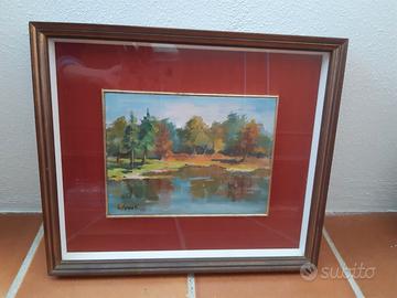 Quadro paesaggio su lago