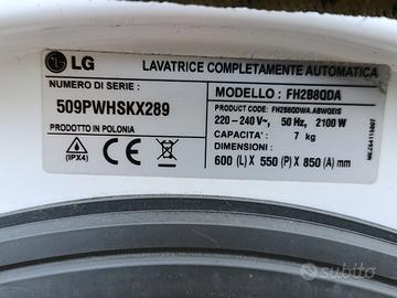 Lavatrice LG serie FH pezzi di ricambio