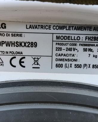 Lavatrice LG serie FH pezzi di ricambio