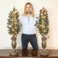 coppia porta palme barocchi XVIII secolo grandi