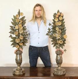 coppia porta palme barocchi XVIII secolo grandi