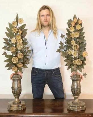 coppia porta palme barocchi XVIII secolo grandi