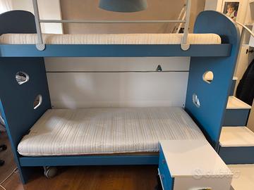 Letto a castello bambini con contenitori