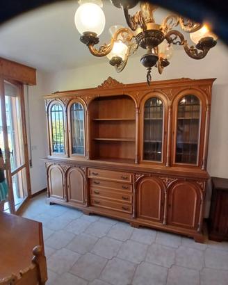Credenza con Vetrina in Legno Massello (Doppio Cor