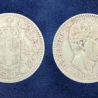 2 Lire 1882 Umberto I moneta Argento Regno Italia
