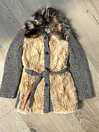 Cappotto D&G vintage tweed lana pelliccia vera