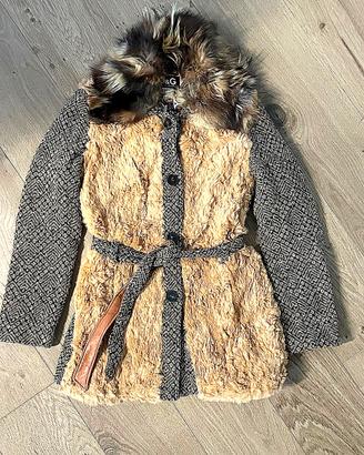 Cappotto D&G vintage tweed lana pelluccia vera