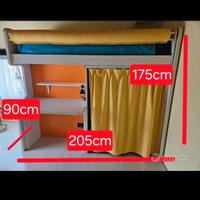 Cameretta Rovere Sbiancato con soppalco estraibile