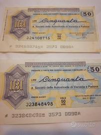 Due Miniassegni Istituto Bancario Italiano lire 50