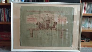 Diploma di merito grande antico incorniciato