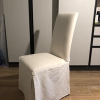 4 sedie imbottite colore bianco con gambe in legno