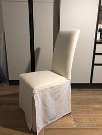 4 sedie imbottite colore bianco con gambe in legno