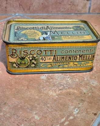 MELLIN scatola in latta dei biscotti (anni 3O/40)