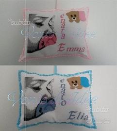 Fiocco nascita cuscino