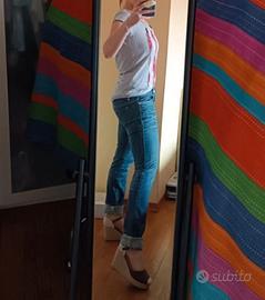 Jeans con pieghe in stile invecchiato tg S-XS