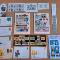 Lotto Francobolli + Buste + Cartolina e foglietti.
