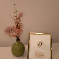 Cornice con cuore Kintsugi con incisione e pittura