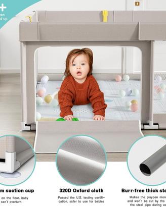 Box Bambini XXL Uanlauo 150x150 con Tappeto