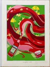 Poster vintage NESPOLO UGO BOTTIGLIA VERDE E