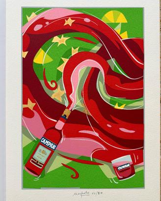 Poster vintage NESPOLO UGO BOTTIGLIA VERDE E