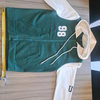felpa con cappuccio verde e bianca