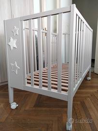 Lettino culla legno bianco decorato