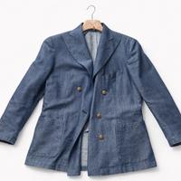 Giacca uomo Santaniello doppiopetto blu – sartoria