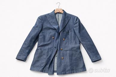 Giacca uomo Santaniello doppiopetto blu – sartoria